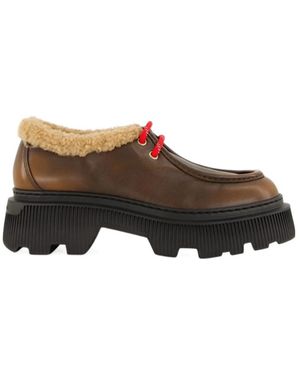 Santoni Leather Derby Shoes - Brown