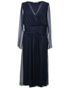 Alberta Ferretti V-Neck Midi Chiffon Dress - Blue
