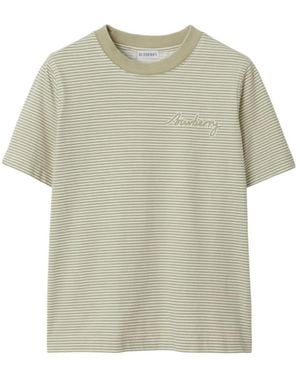 Burberry Striped T-Shirt - Natural