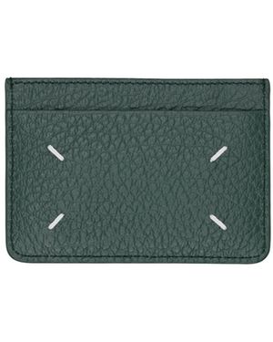 Maison Margiela Four-Stitch Embossed-Grainy Card Holder - Green