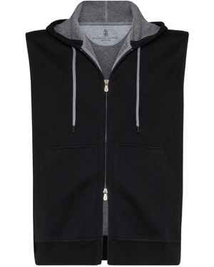 Brunello Cucinelli Sleeveless Drawstring Hoodie - Blue