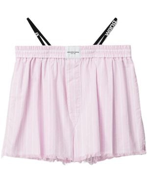 T By Alexander Wang Crystal-Embellished Raw-Cut Shorts - Pink