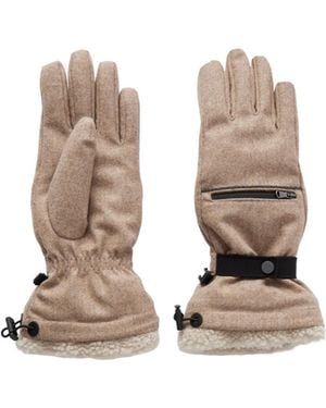 Brunello Cucinelli Shearling-Lined Wool Gloves - Natural