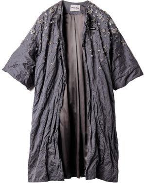 Miu Miu Embroidered Duchesse Coat - Black