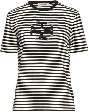 Tory Burch Striped T-Shirts - Black