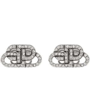 Balenciaga Logo Stud Earrings - White