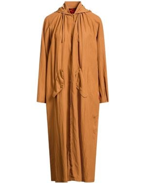 MAX&Co. Solid Color Hooded Coat - Brown