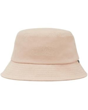 MM6 by Maison Margiela Logo Embroidered Bucket Hat - Natural