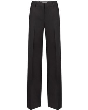 Nina Ricci Wide Leg Gabardine Trousers - Black