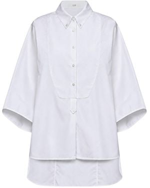 Co. Bib Detail Batwing Shirt - White