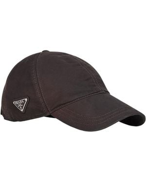 Prada Logo Plaque Curved Peak Baseball Cap - Brown