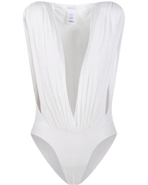 Amazuìn Nikita Gathered Cut-Out Bodysuit - White