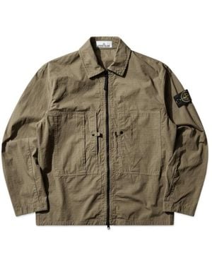 Stone Island Comfort-Fit Zipper-Up Overshirt - Green