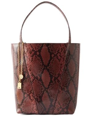 Chloé Spin Embellished Snake-Effect Leather Tote - Red