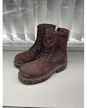 Balenciaga Strike Lace-Up Boots - Gray