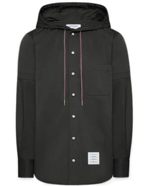 Thom Browne Hooded Armband-Detail Shirt - Black