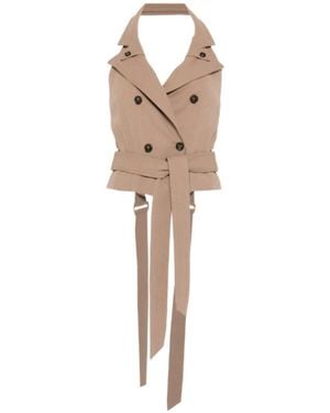Elisabetta Franchi V-Neck Belted Vest - Natural