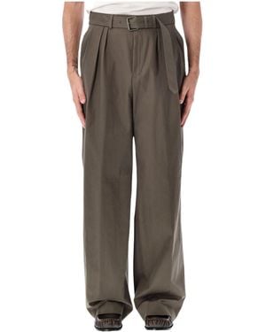 Dries Van Noten Preaches Pleated Belted Pants - Brown