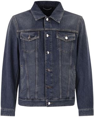 Peserico Cotton Denim Jacket With Vintage Wash And Tailored Details - Blue