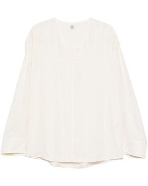TOTEME Totême V-Neck Long Sleeved Blouse - White