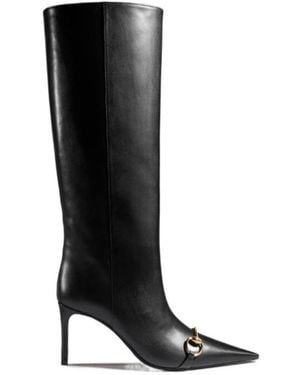 Gucci Leather Slip-On Boots With Horsebit - Black