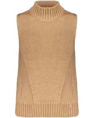 Herno Ribbed Sleeveless Knitted Top - Natural