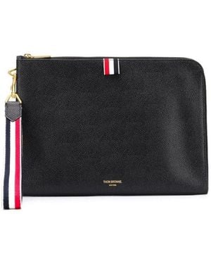 Thom Browne Rwb Striped Medium Clutch Bag - Black