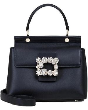 Roger Vivier Mini Viv'Flower Strass Handbag - Blue