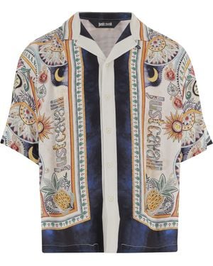 Just Cavalli Printed Short-Sleeve Shirt - Blue