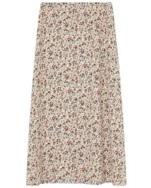 Loro Piana Floral Printed Midi Skirt - Natural