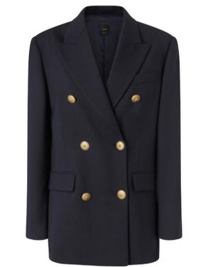 Pinko Double-Breasted Suit Jacket - Blue