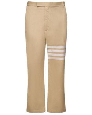 Thom Browne Striped Detail Casual Pants - Natural