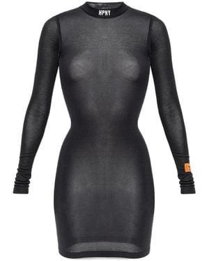 Heron Preston Long-Sleeved Mesh Dress - Black