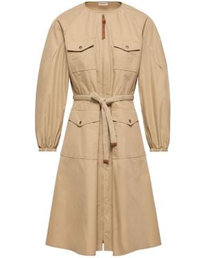 Moncler Pleated Poplin Dress - Natural