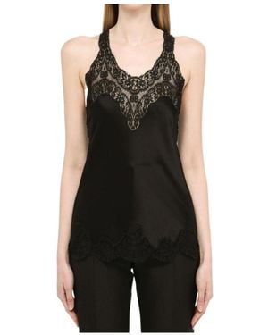 Balenciaga Lace-Detail Tank Top - Black