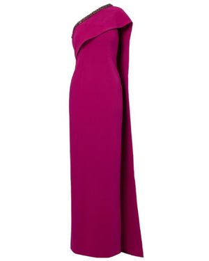 Roland Mouret Caped Embellished Satin Crêpe Gown - Purple