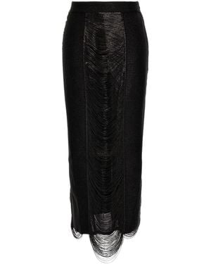 McQueen Armour Stitch Fringed Skirt - Black