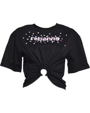 Rabanne Rabanne Cropped Logo T-Shirt - Black