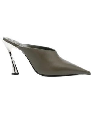 Mugler 95Mm Suede Mules - Green