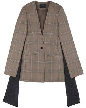 we11done Spliced Plaid Suit Jacket - Brown