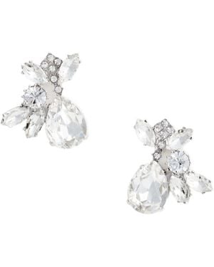Self-Portrait Crystal-Embellished Cluster Earrings - White