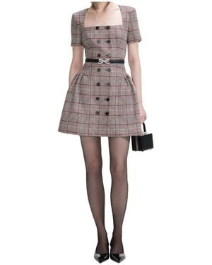 Self-Portrait Checked Short Sleeve Mini Dress - Multicolour