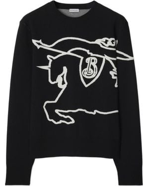 Burberry Ekd Intarsia-Knit Crewneck Jumper - Black