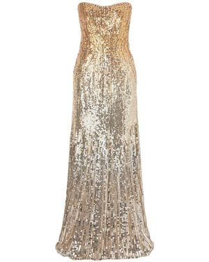 Jenny Packham Lior Embellished Sequined Satin Gown - Natural
