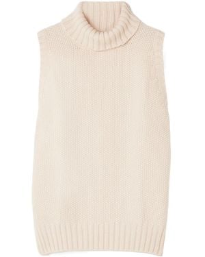 Johnstons of Elgin Cashmere Turtleneck Jumper Vest - White