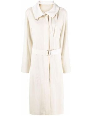 Lemaire Funnel-Neck Side-Slit Wool Coat - White