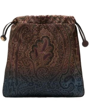 Etro Paisley-Print Drawstring Tote Bag - Brown