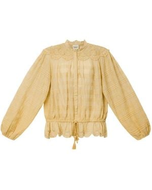 Isabel Marant Polly Cotton And Floral Lace Blous - Natural
