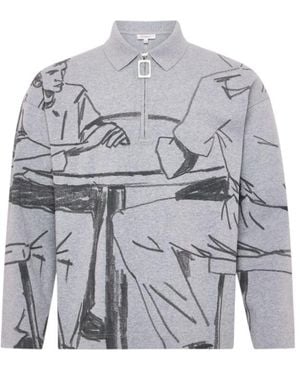 JW Anderson Half-Zip Illustration Sweatshirt - Grey