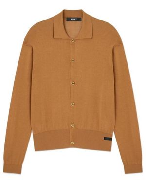 Versace Collared Button-Up Cardigan - Brown